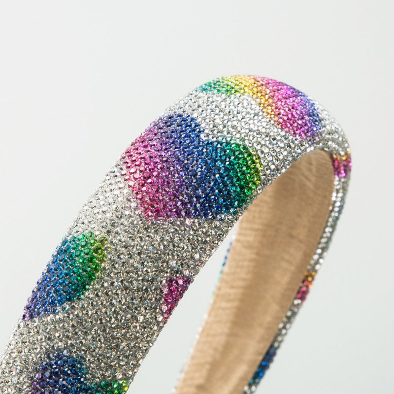 Wholesale Valentine's Day Super Glittering Starry Sky Diamond Heart Shaped Wide Brim Headband